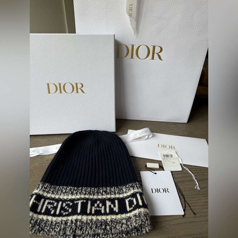 Christian Dior D White Beanie
